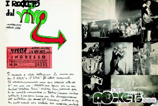 Pagina tratta dal diario dell'epoca di Daniele, con il biglietto d'ingresso ed il racconto del concerto al teatro Lirico di Milano del 27 Novembre 1977 - © LesROCKETS.com