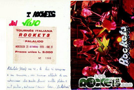 Pagina tratta dal diario dell'epoca di Daniele, con il biglietto d'ingresso ed il racconto del concerto al Palalido di Milano del 25 Ottobre 1978 - © LesROCKETS.com