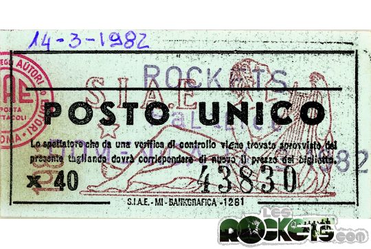 Biglietto del concerto al Palalido di Milano del 14 Marzo 1982 - © LesROCKETS.com