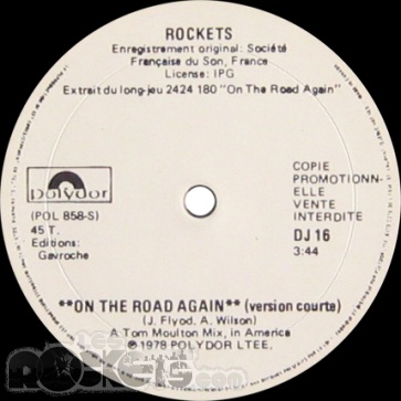 On the road again - CA (1978) - Etichetta lato B - © LesROCKETS.com