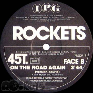 On the road again - FR (1978) - Etichetta lato B - © LesROCKETS.com